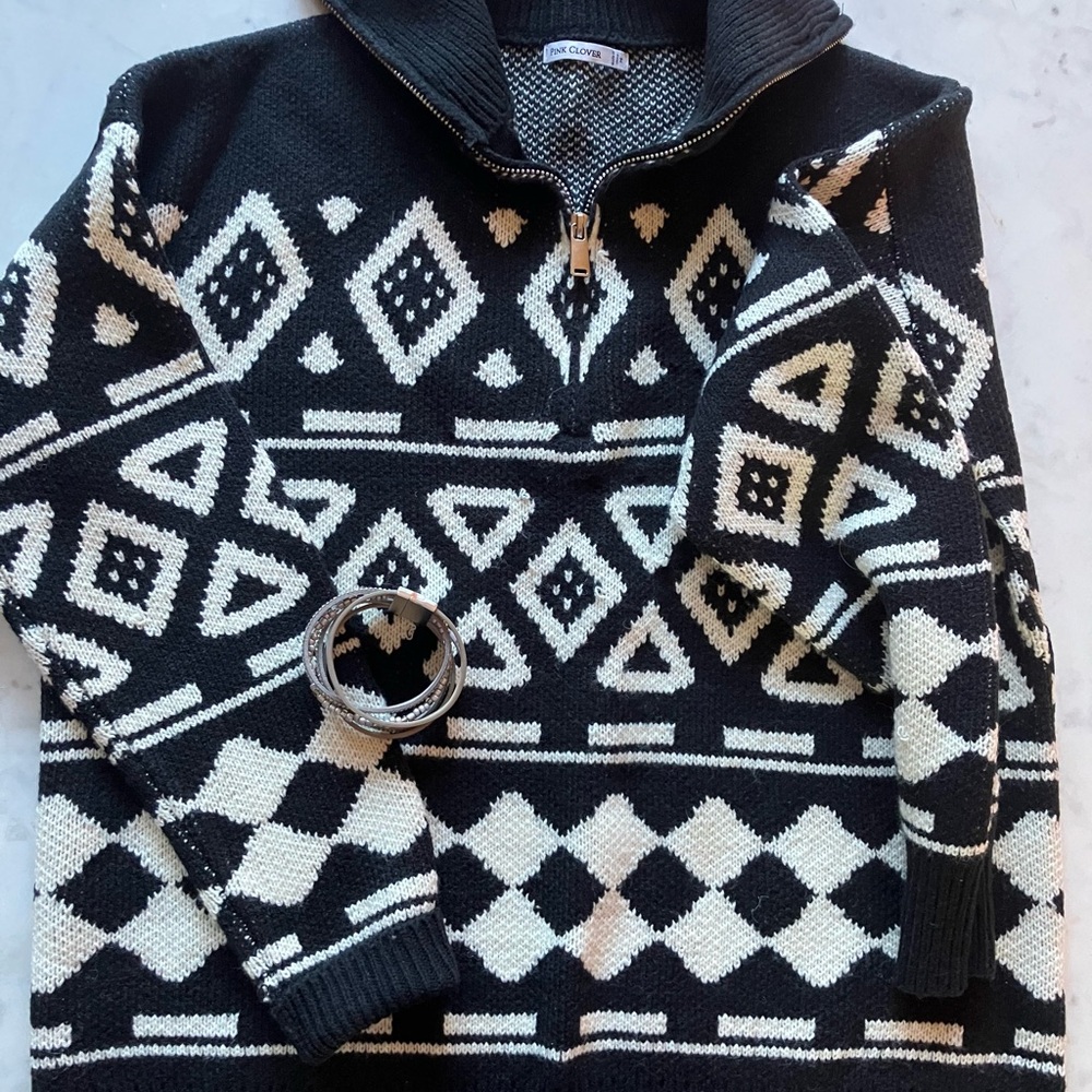 Black and White Geometric Sweater